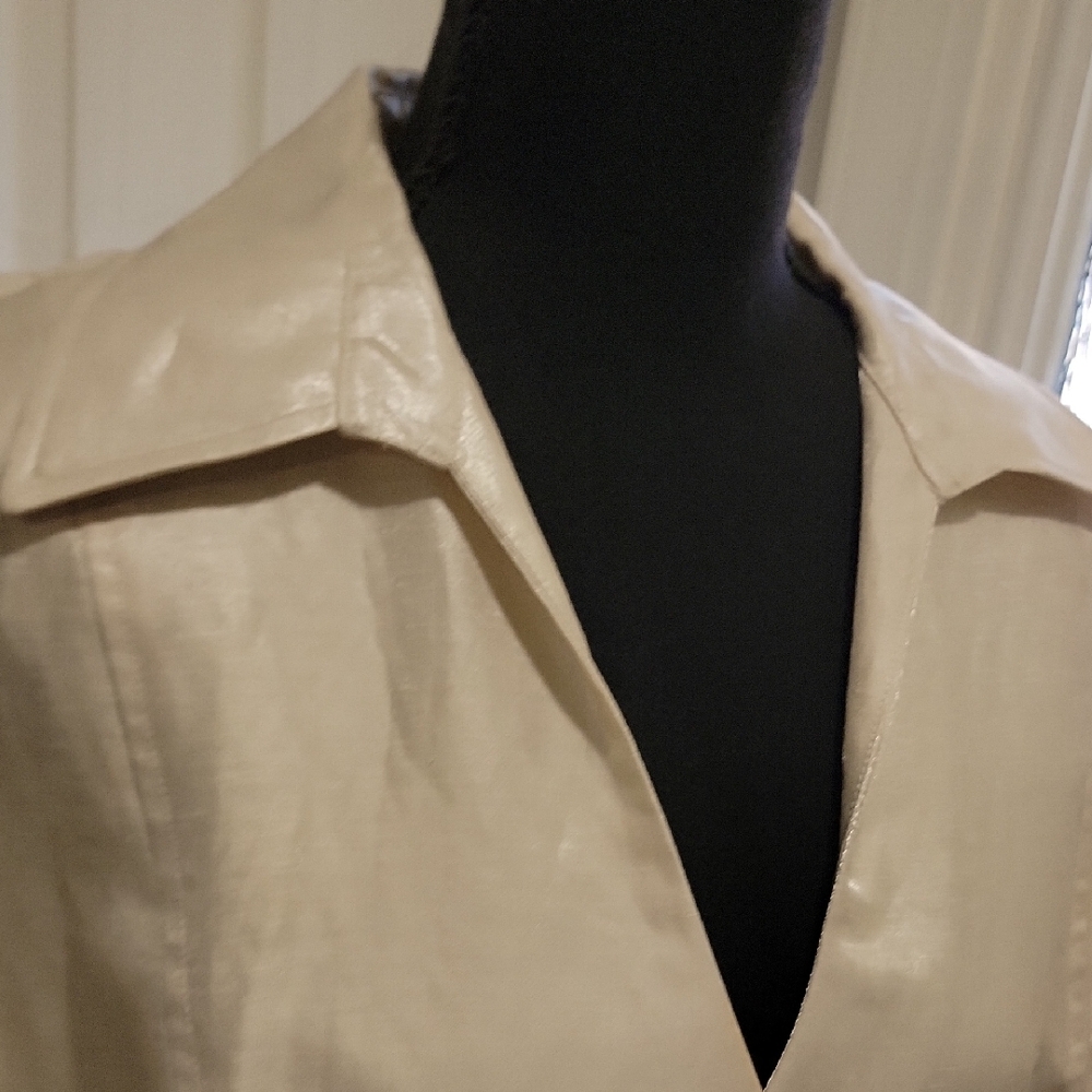 ANTONIO MELANI Cream Metallic Sheen Faux Wrap Dress - Picture 11 of 14
